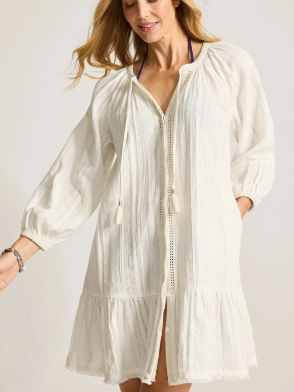 Tommy Bahama Mykonos Textured Button Dress Cover Up In Coconut - Size S - NWT